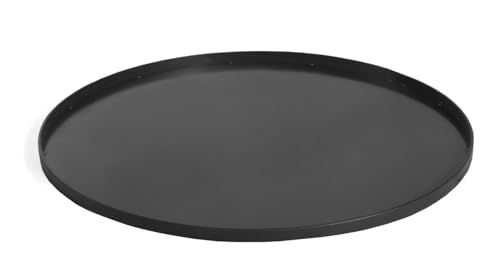 MR. DEKO Bodenplatte Feuerkorb Ø 70 cm | runde Unterlage aus schwarzem Stahl 5,5 kg | hitzebeständig schützt Untergrund vor Glut und Asche | stabil langlebig wetterfest | Zubehör passend Feuerschalen von MR. DEKO