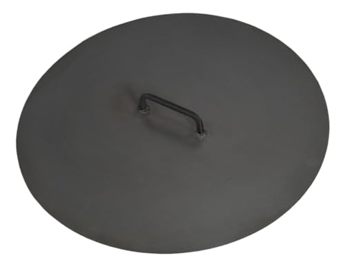 MR. DEKO Deckel Feuerschale Ø 60,5 cm | runder Feuerschalendeckel aus schwarzem Stahl 3,5 kg | stabil wetterfest hitzebeständig | Schutz vor Glut Asche Regen | Zubehör passend Feuerschalen von MR. DEKO