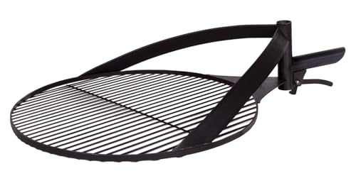 MR. DEKO Feuerschalen Grillrost Ø 60 cm mit Griff | Stabiler Stahlrost schwarz 5,8 kg hitzebeständig | zum Grillen von Fleisch Gemüse Brot | Zubehör passend Feuerschalen Arizona Washington von MR. DEKO
