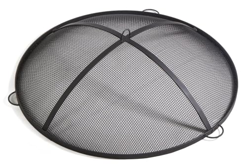 MR. DEKO Funkenfang Ø 59 cm rund | Stabiler Funkenschutz für Feuerschale und Feuertopf | schwarzer Stahl 3,5 kg hitzebeständig | reduziert Funkenflug Glut Asche | Zubehör Feuerstelle von MR. DEKO