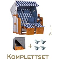 Strandkorb Komplettset Ostsee pe Weiß Dessin Karo Blau - Blau von MR. DEKO