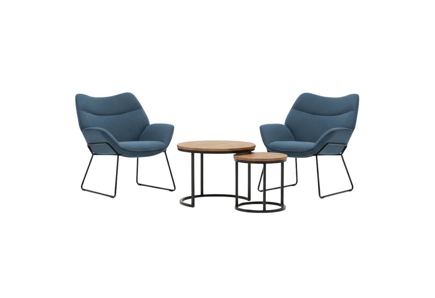 MR.DEKO Essgruppe Indoormöbelset Sessel Aliano blau & Beistelltisch Fermo 2er Set MR.DEKO Essgruppe Indoormöbelset Sessel Aliano blau & Beistelltisch Fermo 2er Set von MR.DEKO