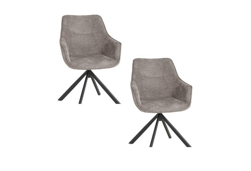 MR.DEKO Esszimmersessel 2er Set San Carlo mouse grey drehbar von MR.DEKO