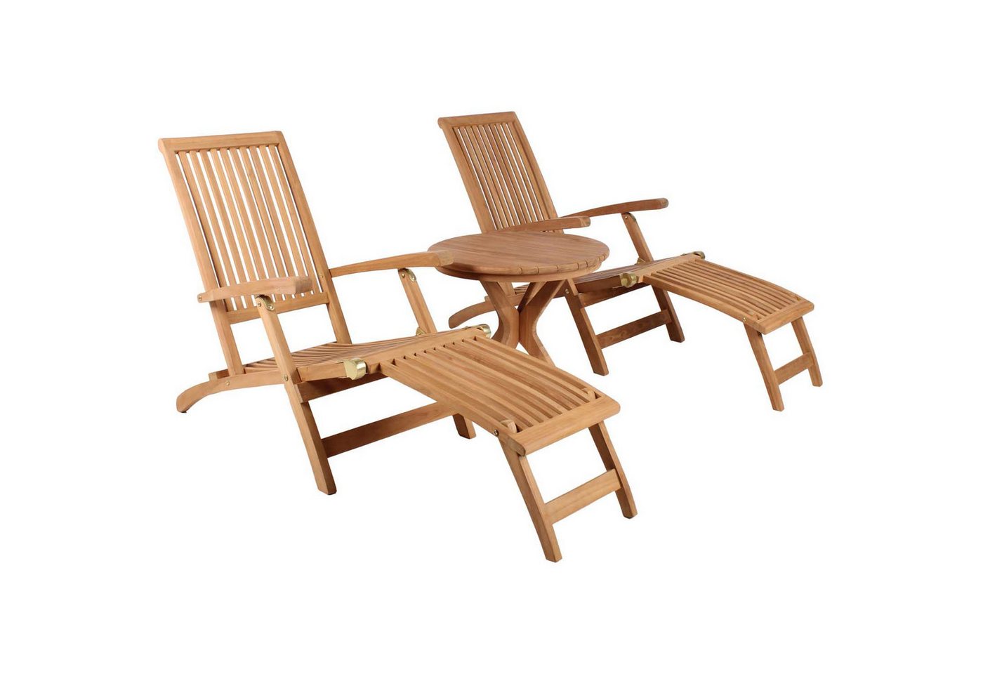 MR.DEKO Gartenliege Set Teak Deckchair Yacht & Tisch Burton, 1x Beistelltisch Burton, 2x Deckchair Yacht MR.DEKO Gartenliege Set Teak Deckchair Yacht & Tisch Burton, 1x Beistelltisch Burton, 2x Deckchair Yacht von MR.DEKO