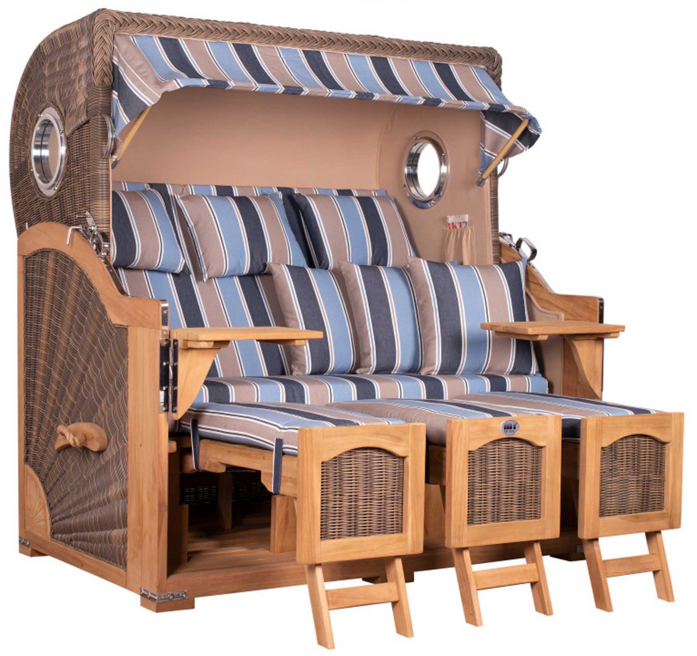 MR.DEKO Strandkorb Düne Grande XXL Bullauge Teak PE grey Dessin 580 MR.DEKO Strandkorb Düne Grande XXL Bullauge Teak PE grey Dessin 580 von MR.DEKO