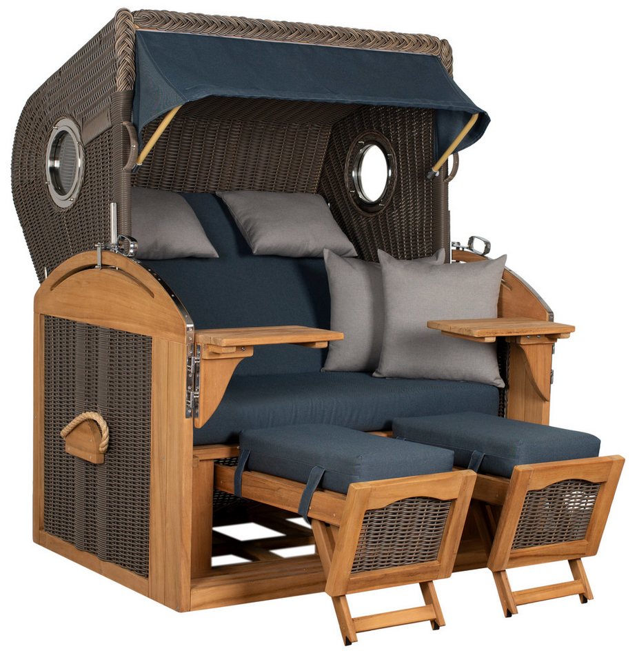 MR.DEKO Strandkorb Schillig XL Bullauge Teak PE Grey Dessin 537 MR.DEKO Strandkorb Schillig XL Bullauge Teak PE Grey Dessin 537 von MR.DEKO