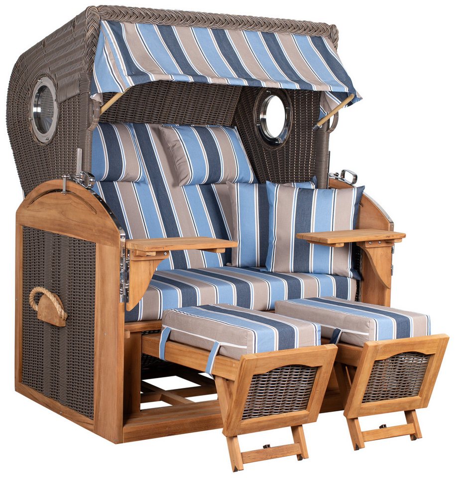 MR.DEKO Strandkorb Schillig XL Bullauge Teak PE Grey Dessin 537 MR.DEKO Strandkorb Schillig XL Bullauge Teak PE Grey Dessin 537 von MR.DEKO
