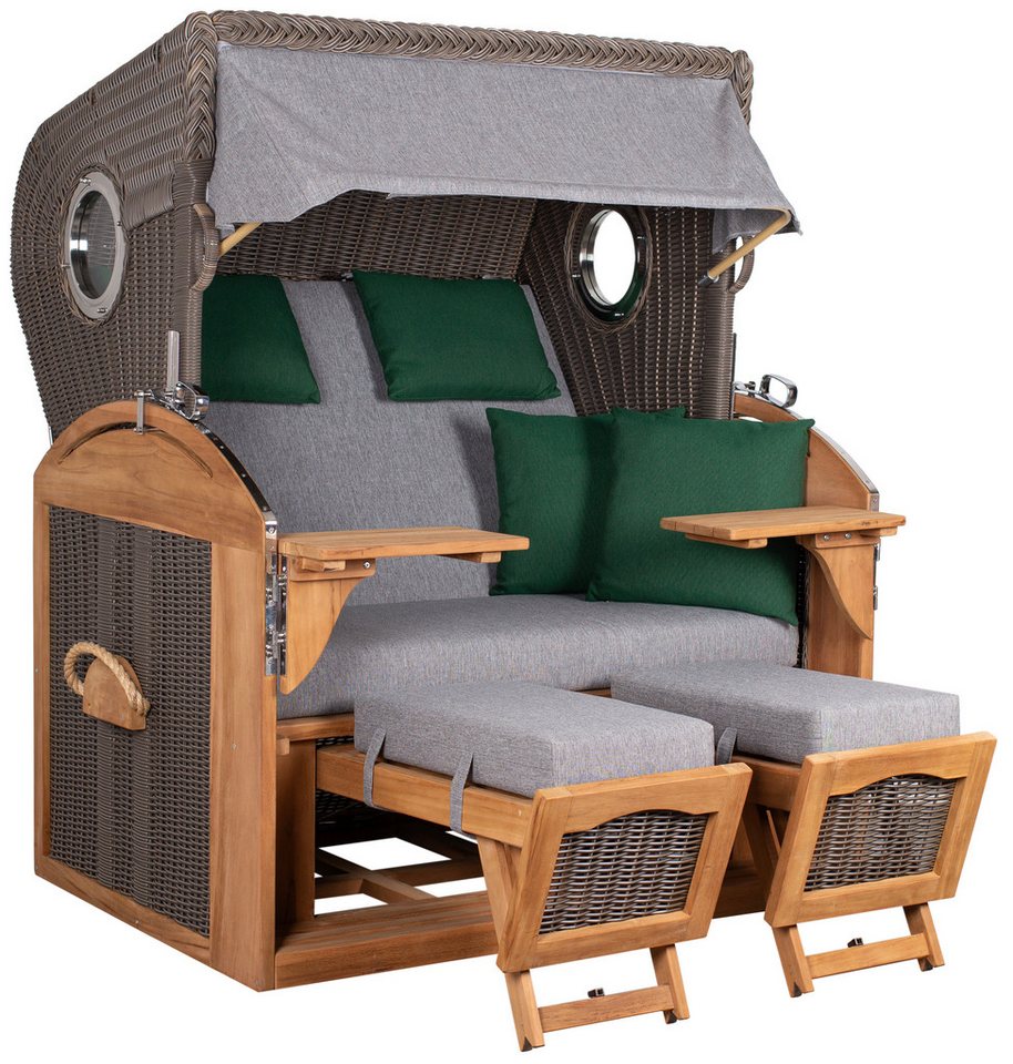 MR.DEKO Strandkorb Schillig XL Bullauge Teak PE Grey Dessin 537 MR.DEKO Strandkorb Schillig XL Bullauge Teak PE Grey Dessin 537 von MR.DEKO