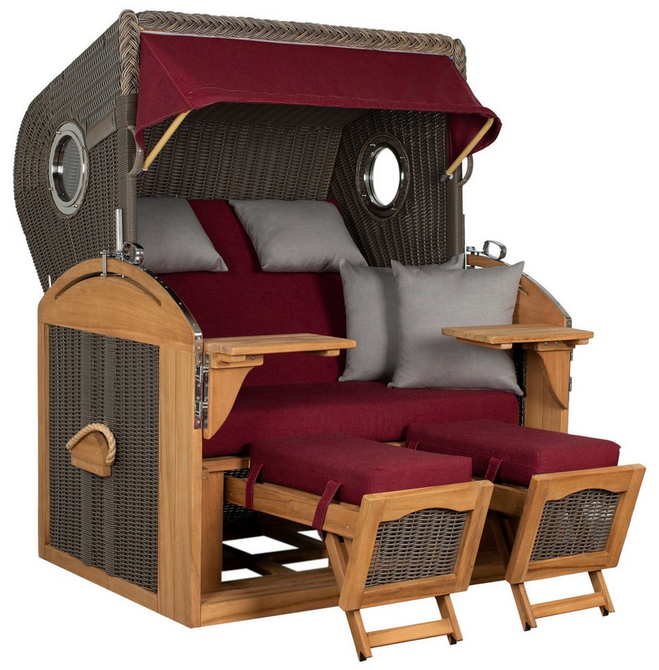 MR.DEKO Strandkorb Schillig XL Bullauge Teak PE Grey Dessin 537 MR.DEKO Strandkorb Schillig XL Bullauge Teak PE Grey Dessin 537 von MR.DEKO