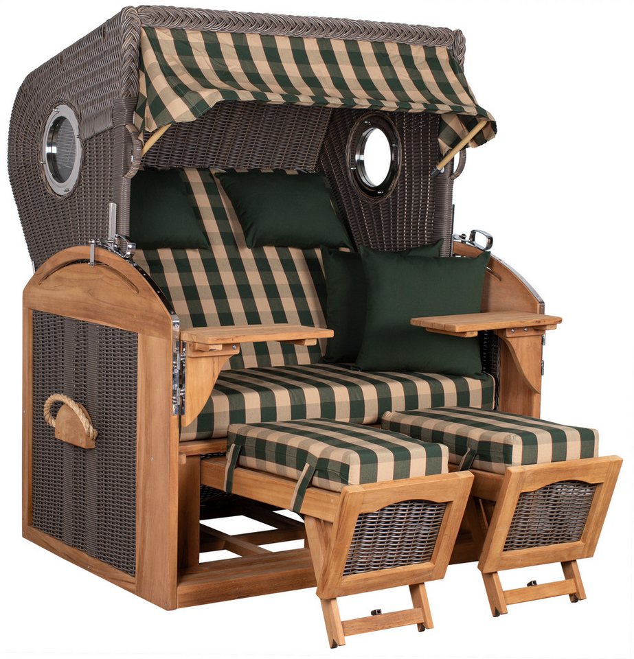 MR.DEKO Strandkorb Schillig XL Bullauge Teak PE Grey Dessin 537 MR.DEKO Strandkorb Schillig XL Bullauge Teak PE Grey Dessin 537 von MR.DEKO