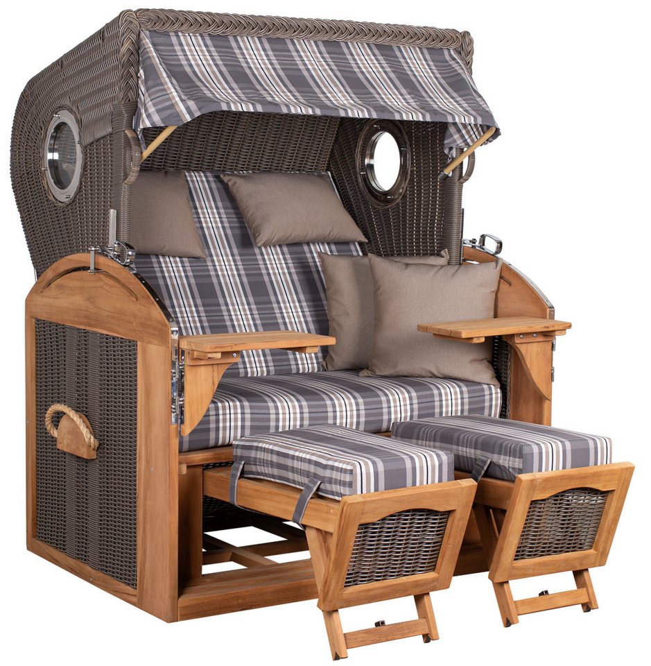 MR.DEKO Strandkorb Schillig XL Bullauge Teak PE Grey Dessin 537 MR.DEKO Strandkorb Schillig XL Bullauge Teak PE Grey Dessin 537 von MR.DEKO