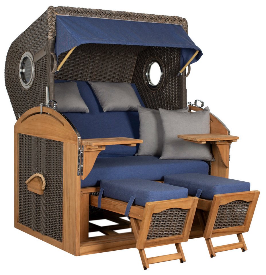 MR.DEKO Strandkorb Schillig XL Bullauge Teak PE Grey Dessin 537 MR.DEKO Strandkorb Schillig XL Bullauge Teak PE Grey Dessin 537 von MR.DEKO
