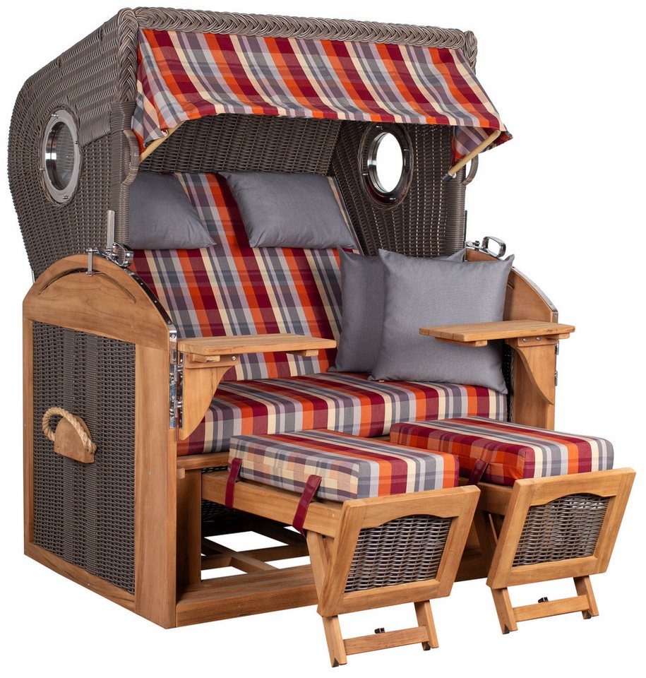 MR.DEKO Strandkorb Schillig XL Bullauge Teak PE Grey Dessin 537 MR.DEKO Strandkorb Schillig XL Bullauge Teak PE Grey Dessin 537 von MR.DEKO