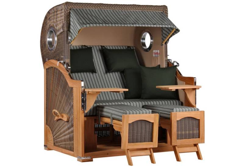 MR.DEKO Strandkorb Strandkorb Düne Grande Bullauge Teak PE Grey Dessin 504, BxTxH: 142x95x170 cm MR.DEKO Strandkorb Strandkorb Düne Grande Bullauge Teak PE Grey Dessin 504, BxTxH: 142x95x170 cm von MR.DEKO