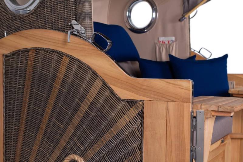 MR.DEKO Strandkorb Strandkorb Düne Grande Bullauge Teak PE Grey Dessin 589, BxTxH: 142x95x170 cm MR.DEKO Strandkorb Strandkorb Düne Grande Bullauge Teak PE Grey Dessin 589, BxTxH: 142x95x170 cm von MR.DEKO