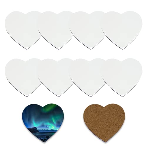 MR.R 10 Pieces Sublimation Blanks Heart Shape Cup MDF Coasters, Absorbent Heat Transfer Cup Coasters for Drinks, Party Supplies Coasters and DIY von MR.R