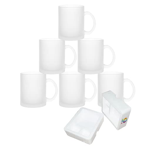 MR.R 11 Unzen Set mit 6 Sublimationsrohlingen Tasse, Milchglasbecher, Kaffeetassen mit Griff für die Wärmeübertragung von Thermobeschichtungen von MR.R