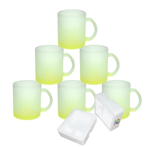 MR.R 11oz Sublimatio Farbbecher aus Glas Sublimation Tasse 6 Stück (Zitrone) von MR.R