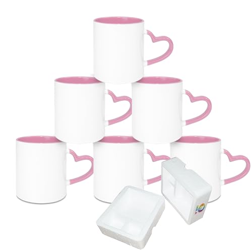 MR.R 11oz Sublimations-Innenfarbbecher mit Herzgriff 6 Stück Per Pakung Gelb von MR.R