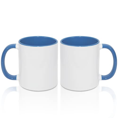 MR.R 325 ml Sublimations-Kaffeetassen, leere weiße Tasse mit blauer Farbe innen und Griff, 2 Stück von MR.R