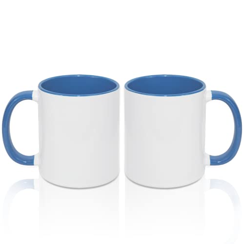 MR.R 325 ml Sublimations-Kaffeetassen, leere weiße Tasse mit blauer Farbe innen und Griff, 2 Stück von MR.R