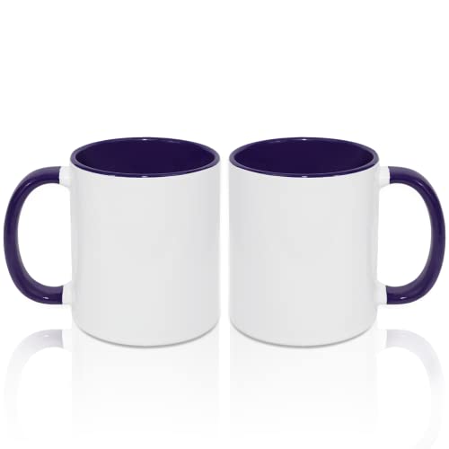 MR.R 325 ml Sublimations-Kaffeetassen, leere weiße Tasse mit lila Farbe Innenseite und Griff, 2 Stück von MR.R