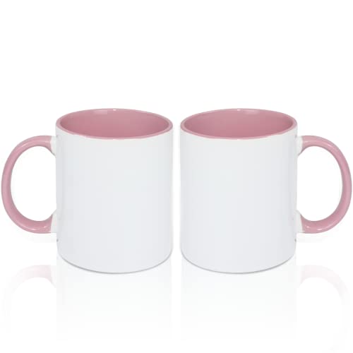MR.R 325 ml Sublimations-Kaffeetassen, leere weiße Tasse mit rosa Farbe innen und Griff, 2 Stück von MR.R