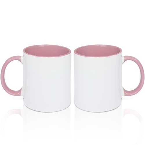 MR.R Blanko-Kaffeetassen, 325 ml, Keramik, 2 Stück, weiß mit pinker Innenseite und Griff MR.R Blanko-Kaffeetassen, 325 ml, Keramik, 2 Stück, weiß mit pinker Innenseite und Griff von MR.R
