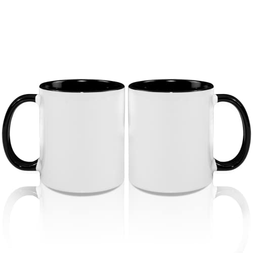 MR.R 325 ml Sublimations-Kaffeetassen, leere weiße Tasse mit schwarzem Becher innen und Griff, 2 Stück von MR.R