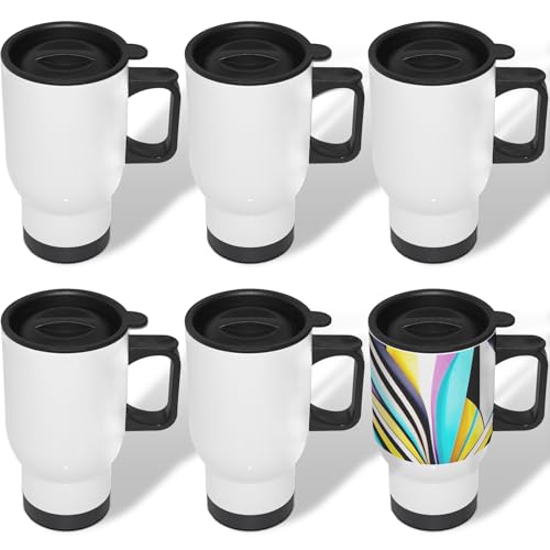 MR.R 6pcs Sublimation Blanks 15 Unzen Tumbler Doppelwandige vakuumisolierte Wasserflasche Edelstahl-Reiseautobecher mit Deckel, 450 ml von MR.R
