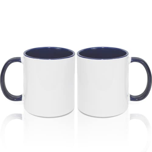 MR.R Blanko-Kaffeetassen, 325 ml, blanko, weiße Tasse mit dunkelblauer Innenseite und Griff, 2 Stück von MR.R