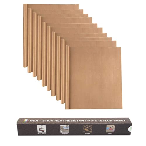 MR.R 10 Stück 40,6 x 50,8 cm, 0,11 mm Dicke, PTFE-Teflon-Blatt für Wärmepresse, Transferpapier, antihaftbeschichtet, wiederverwendbar, hitzebeständig, Bastelmatte für Hitzepressmaschinen von MR.R