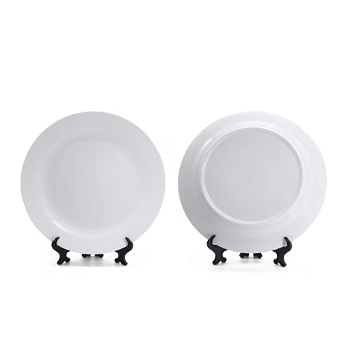 MR.R Sets mit 2 Sublimationsrohlingen Weiße Keramik-Flachteller mit Ständer Porzellanteller. 20,3 cm runder Dessert- oder Salatteller, bleifrei, mikrowellengeeignet, gefriergeeignet von MR.R