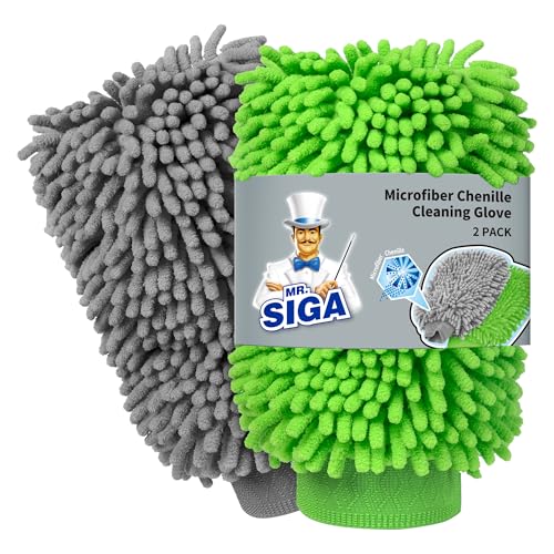 MR.SIGA Hochwertig Mikrofaser Waschhandschuh Weiche Chenille Autowaschhandschuh, 2 St¨¹ck, Grau & Gr¨¹n, 2er Pack MR.SIGA Hochwertig Mikrofaser Waschhandschuh Weiche Chenille Autowaschhandschuh, 2 St¨¹ck, Grau & Gr¨¹n, 2er Pack von MR.SIGA