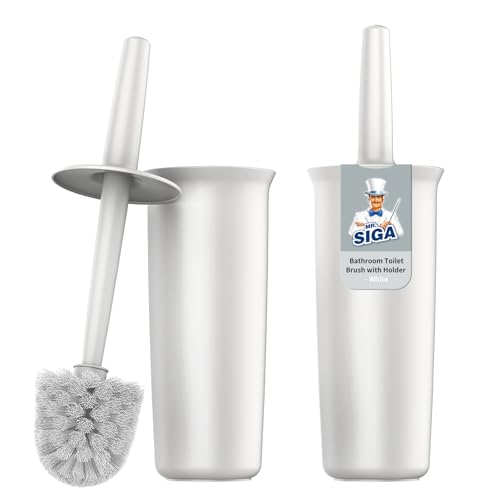 MR.SIGA Toilettenbürste mit Halter Klobürste für Bad Reinigung WC Bürste Set, Weiß, 2er Pack von MR.SIGA