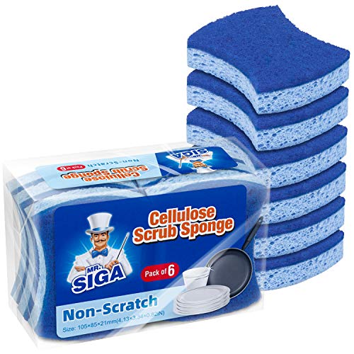 MR.SIGA Zellulose-Schwamm, Kratzefrei, Beidseitiger Spülschwamm für Küche, 12er-Pack von MR.SIGA