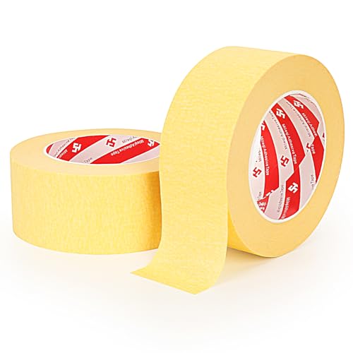 MR.TIMELAG 2 Rollen Abdeckband, Malerband wasserfest 50 mm x 50 m – universelles Abdeckband für Malerarbeiten und Dekoration, leicht entfernbares Abdeckband - maler kreppband (Gelb) von MR.TIMELAG