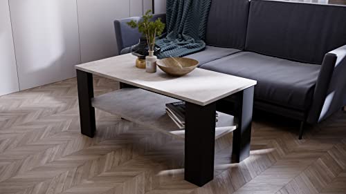 MRBLS Couchtisch - Modernes Design & Robuste Qualität – Tisch Wohnzimmertisch Beistelltisch Kaffeetisch Dekotisch Sofatisch – erhältlich in 7 Farben (Beton - Schwarz Matt) - 110x 47x 51 cm (B/H/T) von MRBLS_HOME