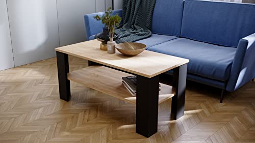 MRBLS Couchtisch - Modernes Design & Robuste Qualität – Tisch Wohnzimmertisch Beistelltisch Kaffeetisch Dekotisch Sofatisch – erhältlich in 7 Farben (Eiche - Schwarz Matt) - 110x 47x 51 cm (B/H/T) von MRBLS_HOME