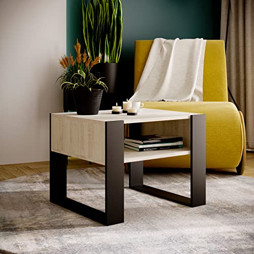MRBLS Couchtisch – modernes rustikales Design – Wohnzimmer-Tisch Beistelltisch Kaffeetisch Sofatisch Teetisch aus Holz (Kiefer - Schwarz Matt) - 65 x 45 x 53,6cm (B/H/T) von MRBLS_HOME
