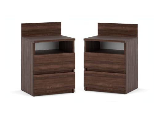 MRBLS_HOME Nachtischschränke 2er Set - Nachttisch 40x59x32 cm (B/H/T) - Nachttischschrank für Schlafzimmer - Nachtkommode mit Schubladen - Beistellschrank - Schlafzimmer Nachttisch 2er Set (Wenge) von MRBLS_HOME