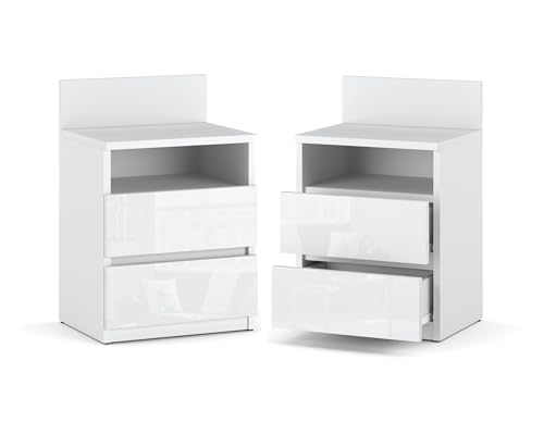 MRBLS_HOME Nachtischschränke 2er Set - Nachttisch 40x59x32 cm (B/H/T) - Nachttischschrank für Schlafzimmer - Nachtkommode mit Schubladen - Beistellschrank - Schlafzimmer Nachttisch 2er Set von MRBLS_HOME