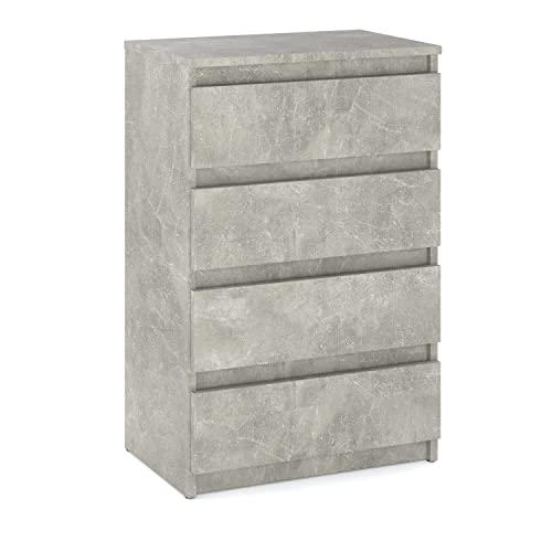 MRBLS Kommode mit 4 Schubladen Sideboard Schubladenschrank Kleiderschrank Modern Möbel mit Schubladen für Ihr Schlafzimmer (Beton) – 60 x 92,5 x 33,5 cm (B/H/T) von MRBLS_HOME