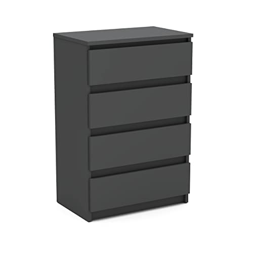 MRBLS Kommode mit 4 Schubladen Sideboard Schubladenschrank Kleiderschrank Modern Möbel mit Schubladen für Ihr Schlafzimmer (Grau Matt) – 60 x 92,5 x 33,5 cm (B/H/T) von MRBLS_HOME