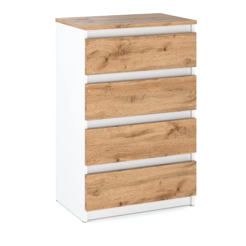 MRBLS Kommode mit 4 Schubladen Sideboard Schubladenschrank Kleiderschrank Modern Möbel mit Schubladen für Ihr Schlafzimmer (Weiß Matt - Wotan) – 60 x 92,5 x 33,5 cm (B/H/T) von MRBLS_HOME