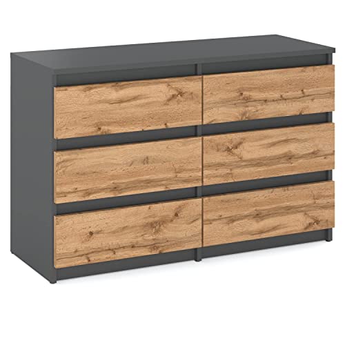 MRBLS Kommode mit 6 Schubladen Sideboard Schubladenschrank Kleiderschrank Modern Möbel mit Schubladen für Ihr Schlafzimmer (Grau Matt - Wotan) – 100 x 33,5 x 71,5 cm (B/H/T) von MRBLS_HOME