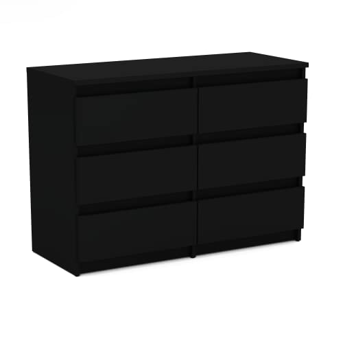 MRBLS Kommode mit 6 Schubladen Sideboard Schubladenschrank Kleiderschrank Modern Möbel mit Schubladen für Ihr Schlafzimmer (Schwarz Matt) – 100 x 70 x 33,5 cm (B/H/T) von MRBLS_HOME