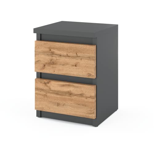 MRBLS Nachttisch Nachtschrank Nachtkommode Modern Möbel mit Schubladen Kommode Holz Schubladenschrank für Ihr Schlafzimmer (Grau Matt - Wotan) – 30 x 43 x 32,5 cm (B/H/T) von MRBLS_HOME