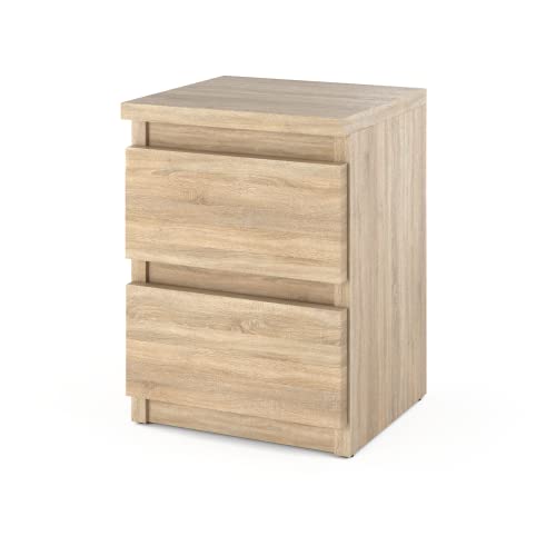 MRBLS Nachttisch Nachtschrank Nachtkommode Modern Möbel mit Schubladen Kommode Holz Schubladenschrank für Ihr Schlafzimmer (Sonoma) – 30 x 40 x 30 cm (B/H/T) von MRBLS_HOME