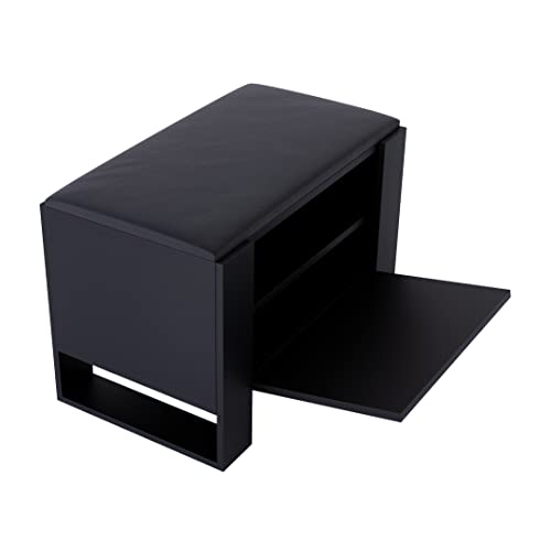 MRBLS Schuhschrank mit Sitzbank - Modernes Design & Robuste Qualität – Schuhregal Geschlossen Schuhbank Garderobenbank mit Sitzfläche Sitzpolster – erhältlich in 6 Farben (Schwarz Matt - Schwarz Matt) von MRBLS_HOME